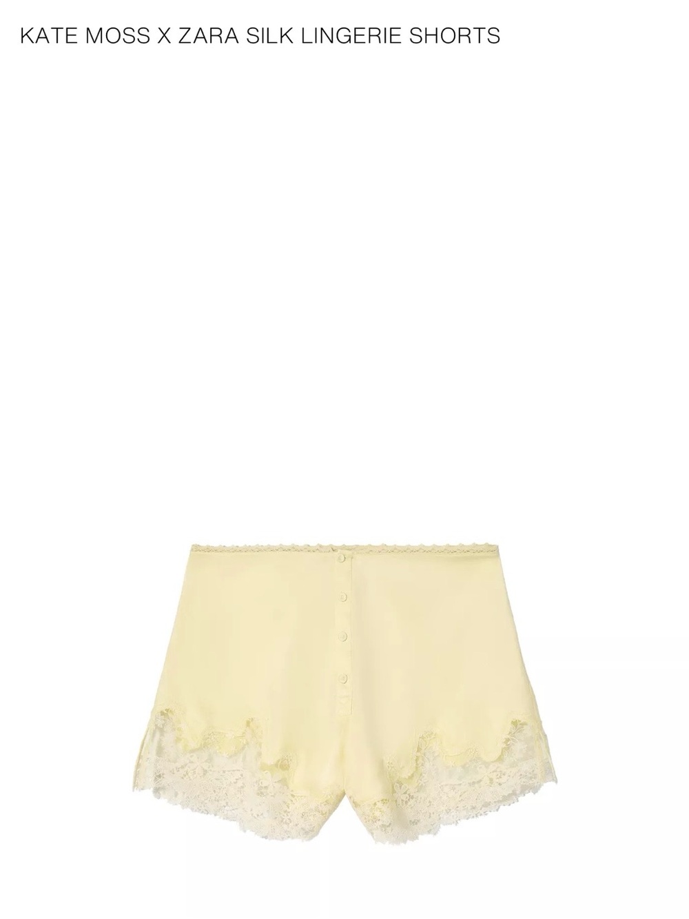 Zara Yellow Silk Lace Trim Shorts